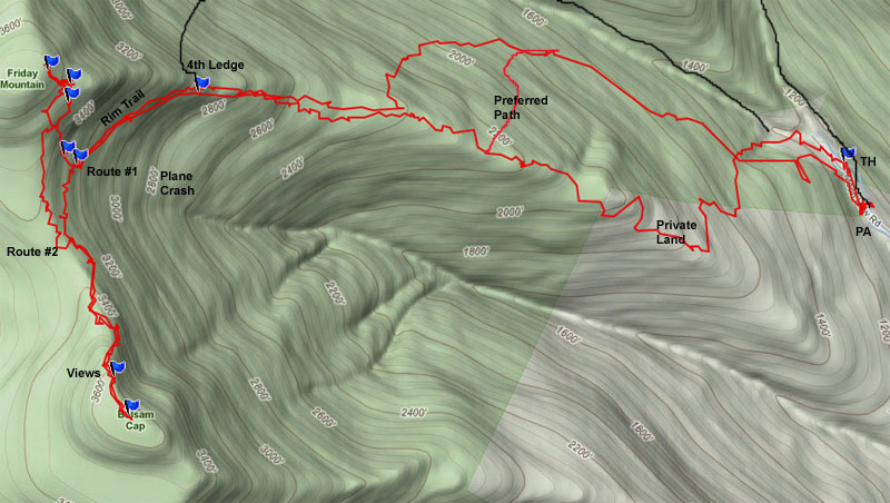 Giant Ledge Panther Mountain GPS map