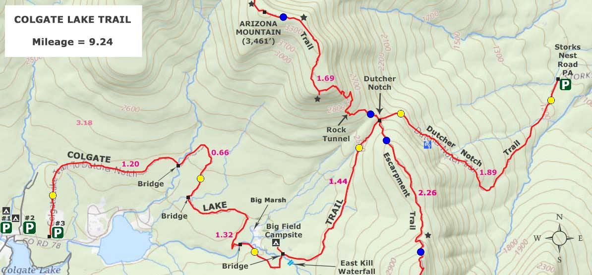 topo map Blackhead to Arizona Mountains traverse hike