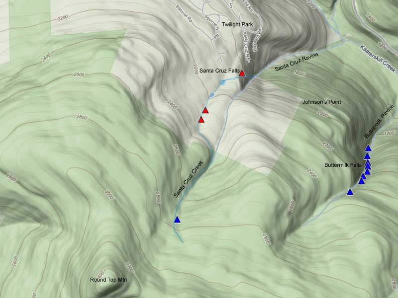 map of santa cruz creek and santa cruz falls and santa cruz ravine