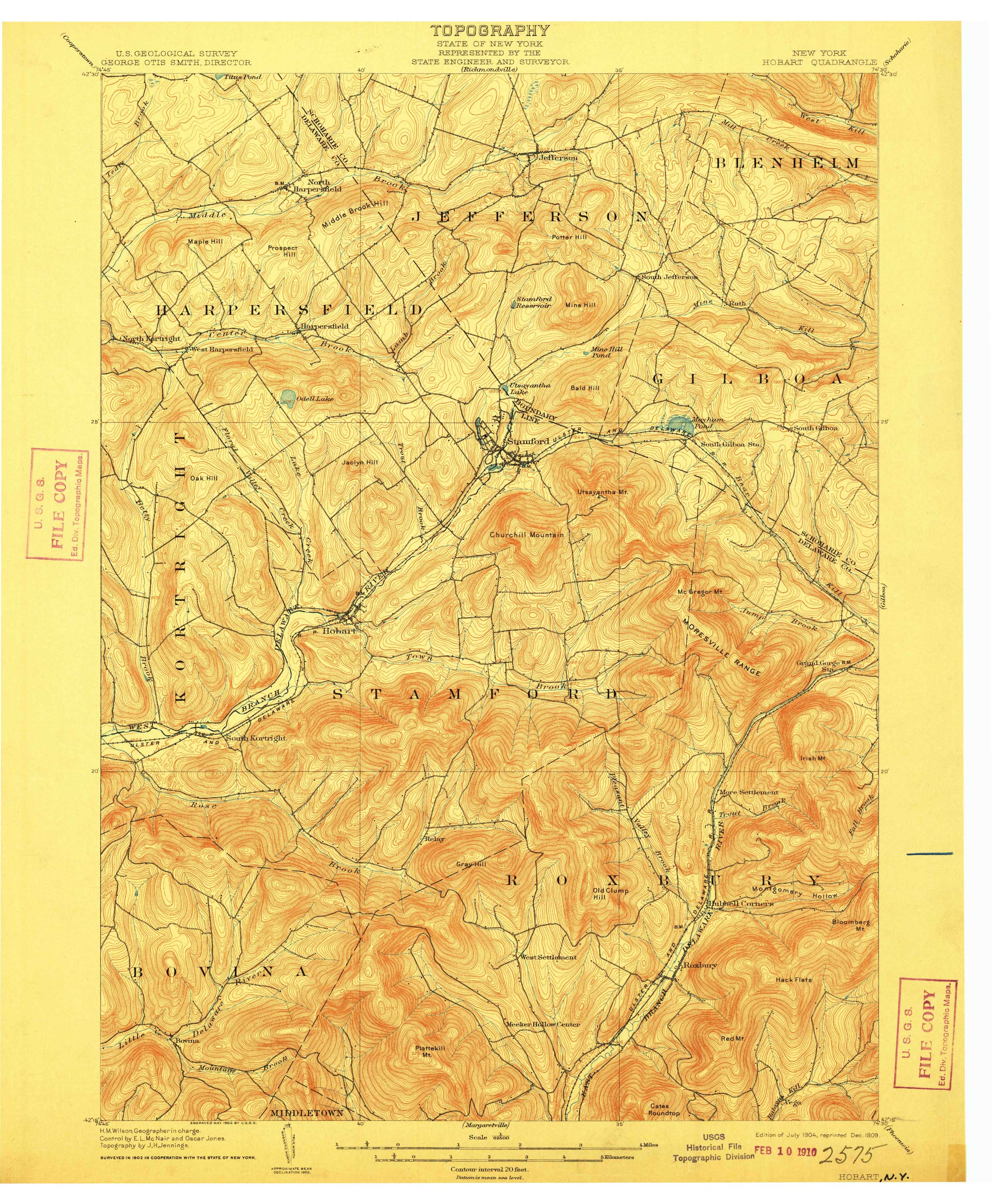 1904 USGS topographical map of Hobart