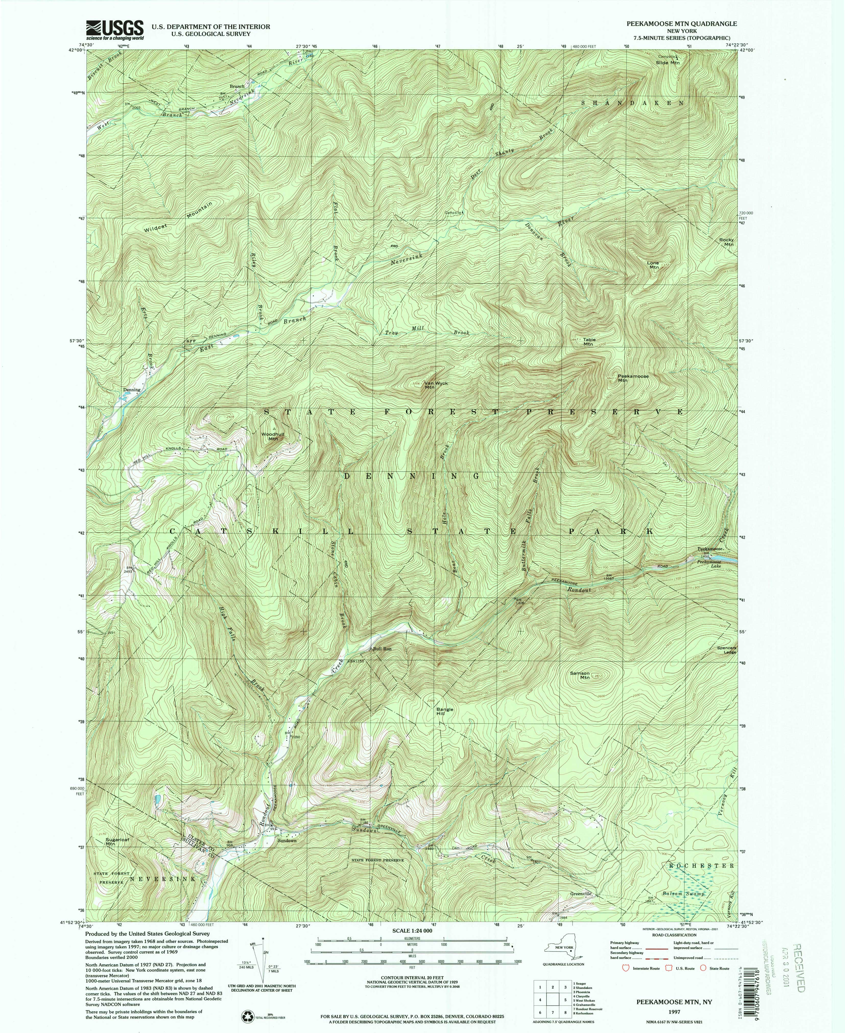 1997 USGS topographical map of Peekamoose