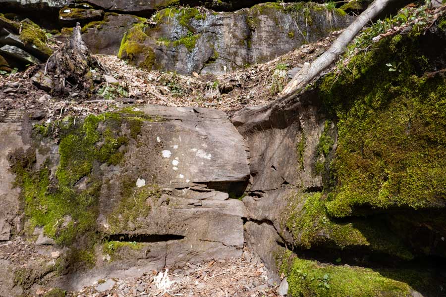 route above the first band of ledges on the trail to Hunter Mountain