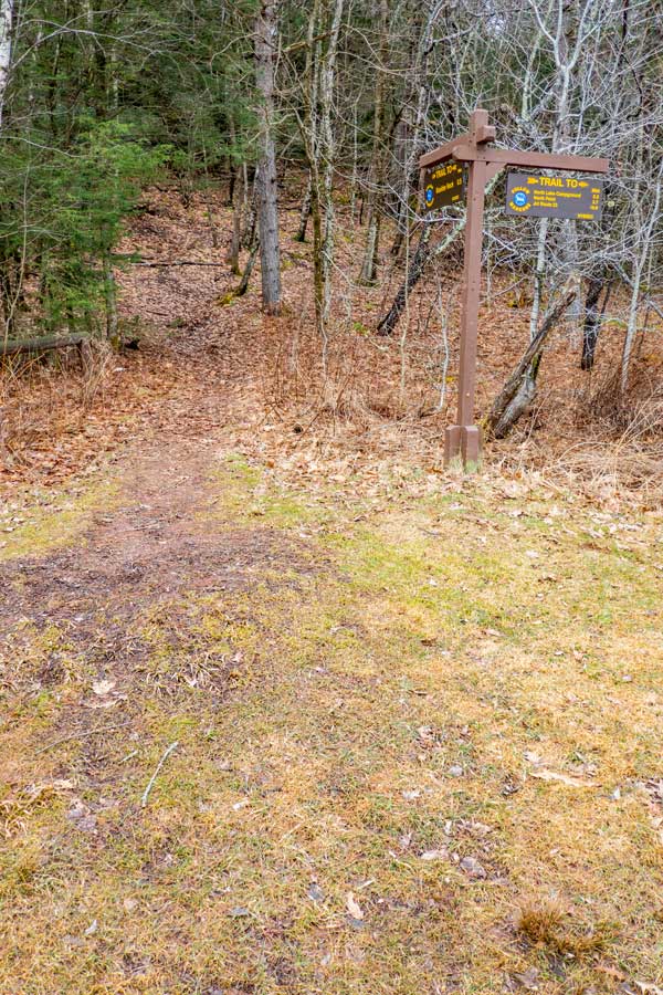 continuation of the Escapment Trail at the Catskill Mountain House site in the catskill mountains