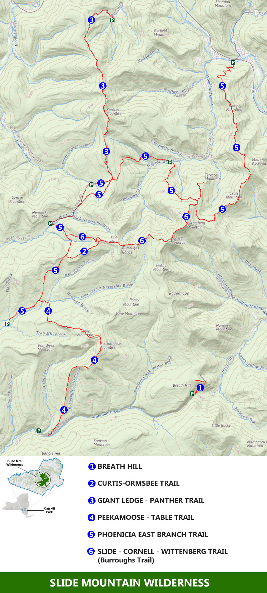Slide Mountain Wilderness map