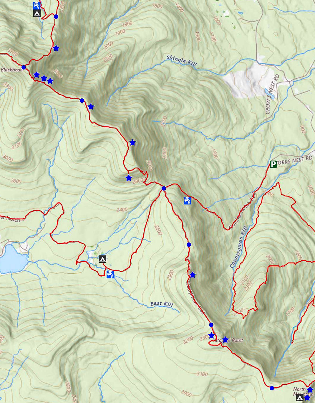 gps map of hike to north mountain