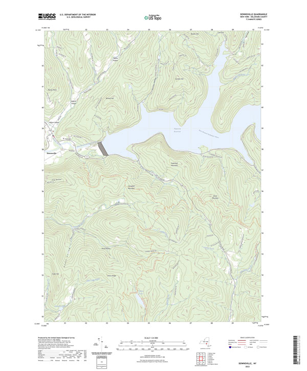 usgs top map of Downsville quad